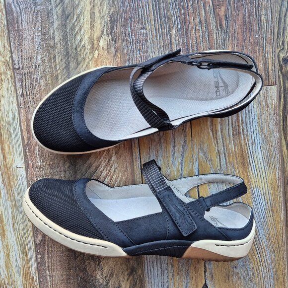 Dansko Raeann Mary Jane Sport Sandals Hook Loop Mesh Leather Black - Picture 2 of 12